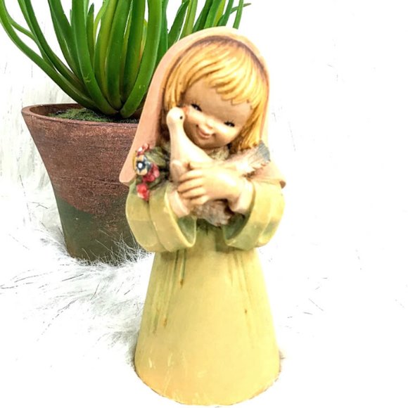 Anri Other - Vintage Anri Italian Wood Carved "Girl with Dove"
